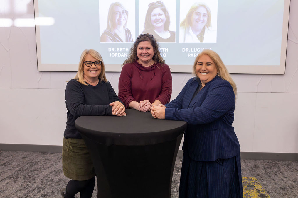 Associate Professor of Occupational Therapy Dr. Beth Jordan, left, Professor of Nursing and Program Director Dr. Beth Russo, center, and Associate Professor of Biology Dr. Luciana Cursino Parent were the award-winning instructors who led the fall 2025 STAR Faculty Panel.